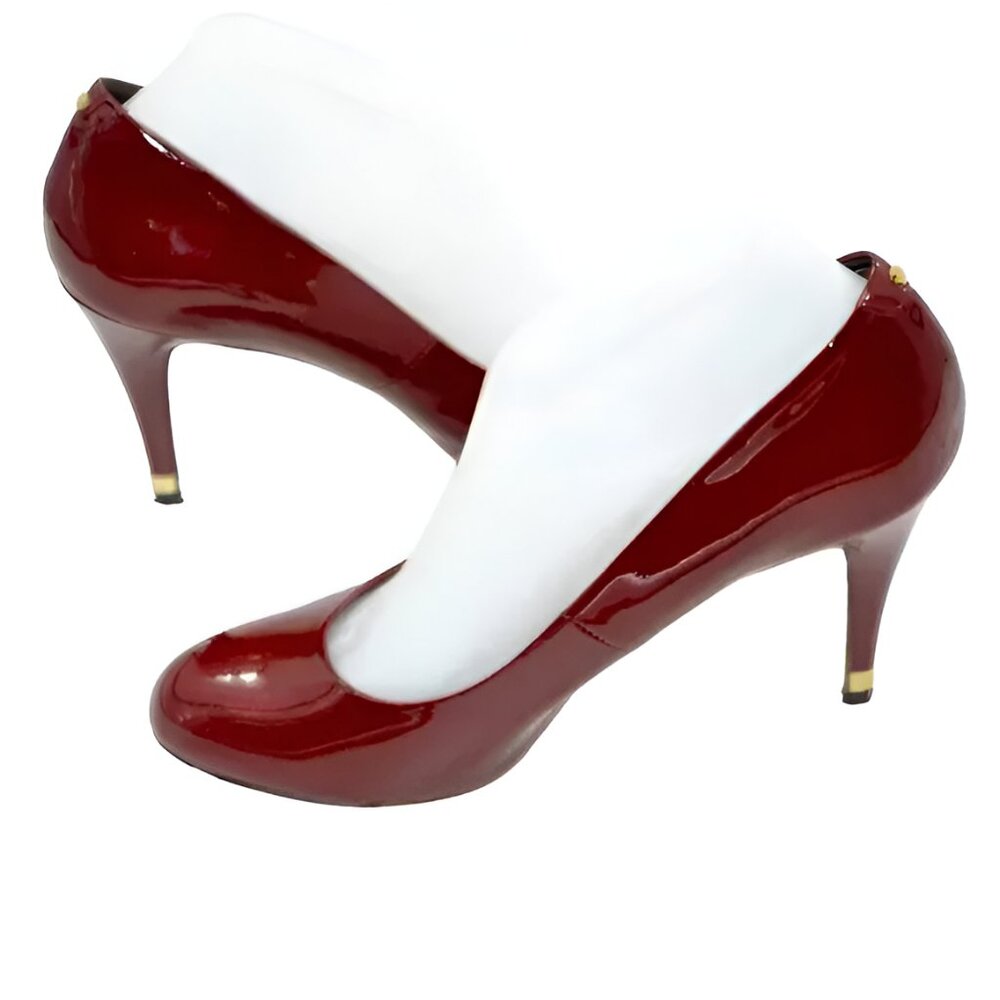 Ted Baker Cranberry Red Patent Leather Gold Dress Christmas Heels Pumps 40 9.5 - Picture 6 of 16